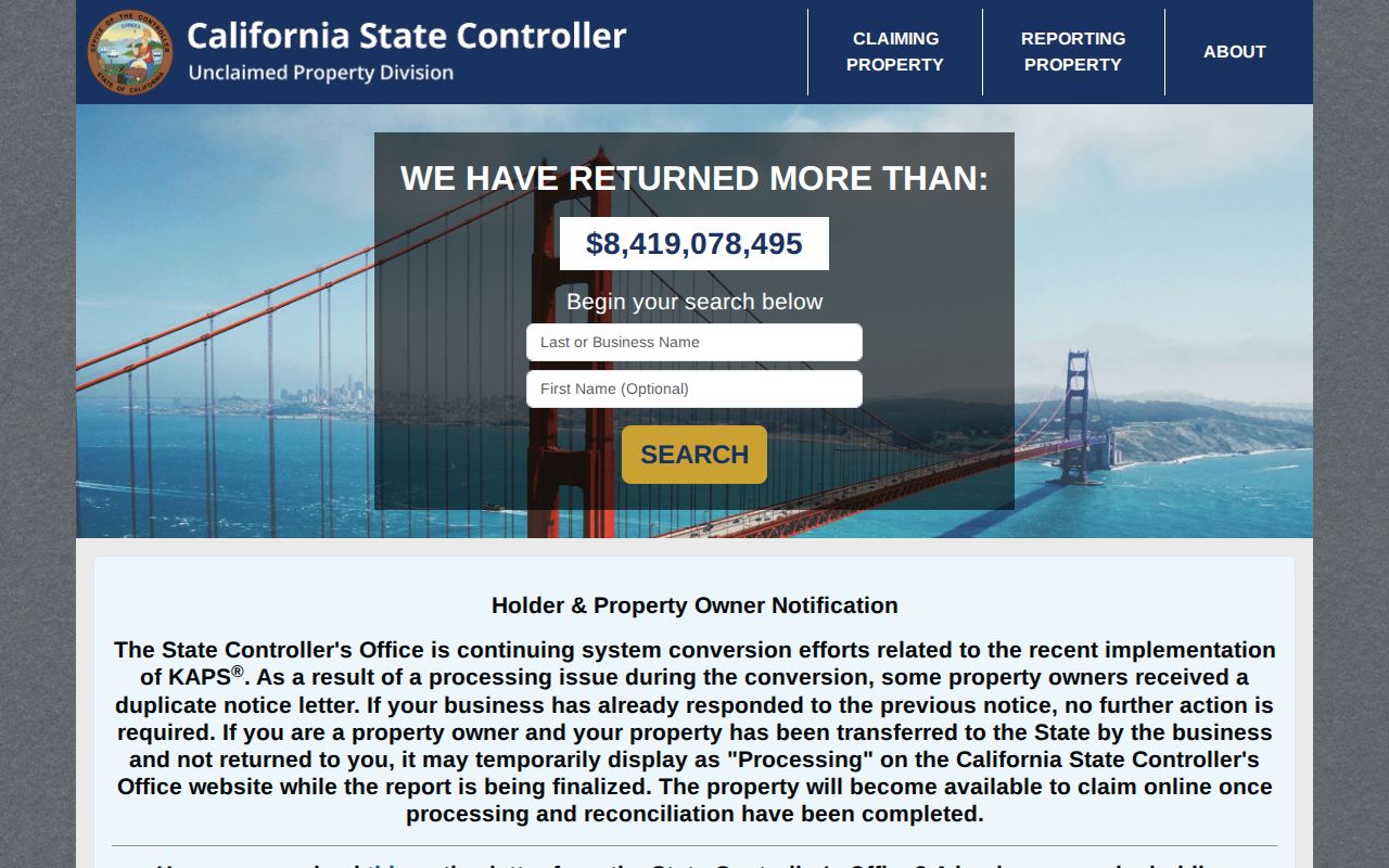 Lincoln residents directory reference to California unclaimed property search