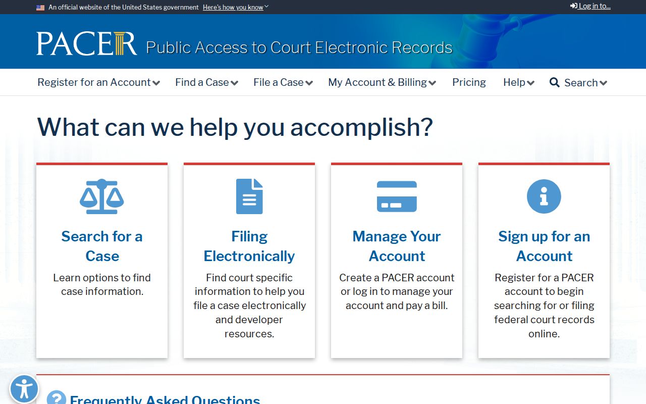 Lincoln resident lookup reference to the federal PACER court system
